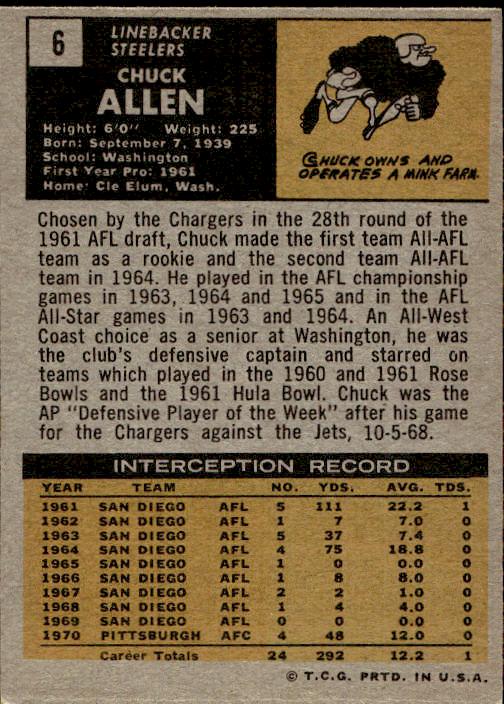 1971 Topps #6 Chuck Allen