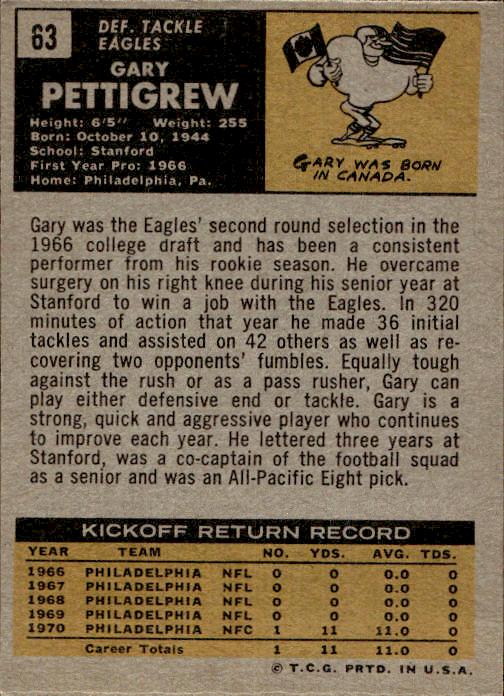 1971 Topps #63 Gary Pettigrew