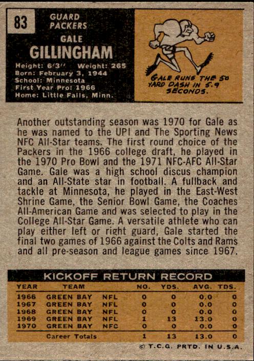 1971 Topps #83 Gale Gillingham