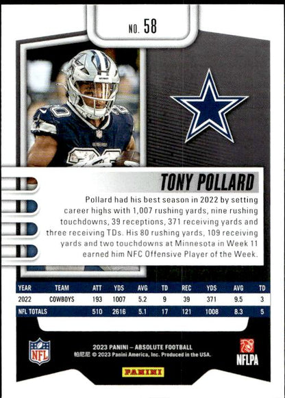 2023 Panini Absolute #58 Tony Pollard Retail