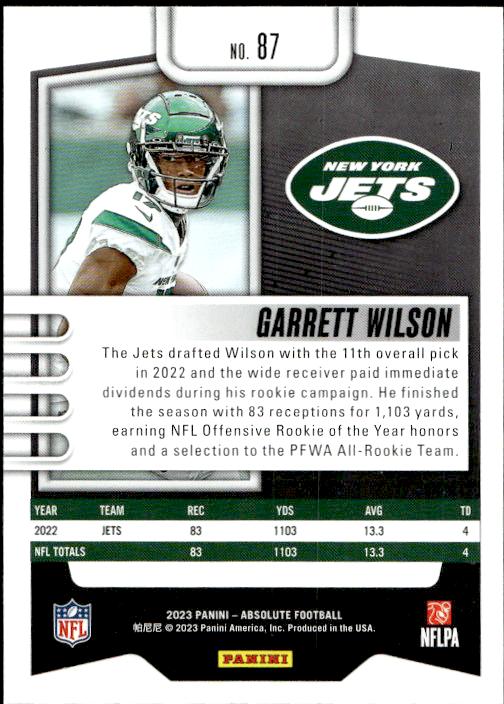 2023 Panini Absolute #87 Garrett Wilson Blue