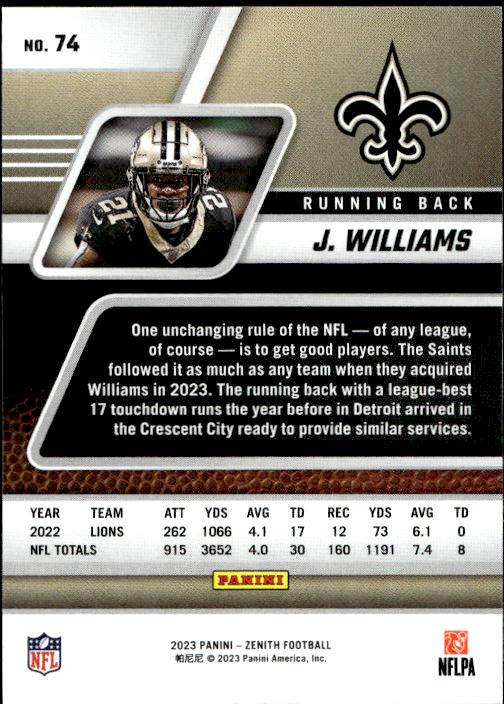 2023 Panini Zenith #74 Jamaal Williams Retail