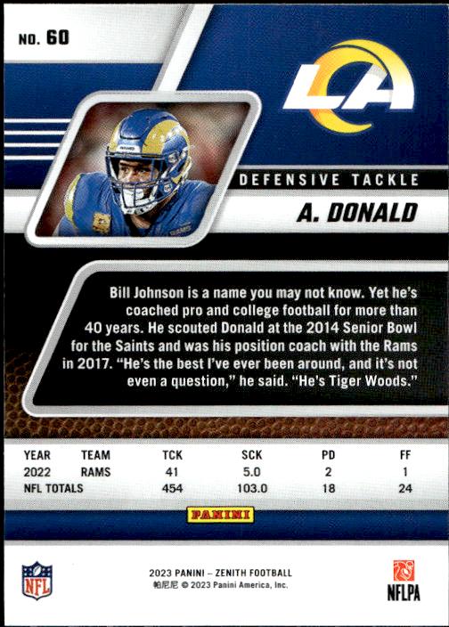 2023 Panini Zenith #60 Aaron Donald Retail