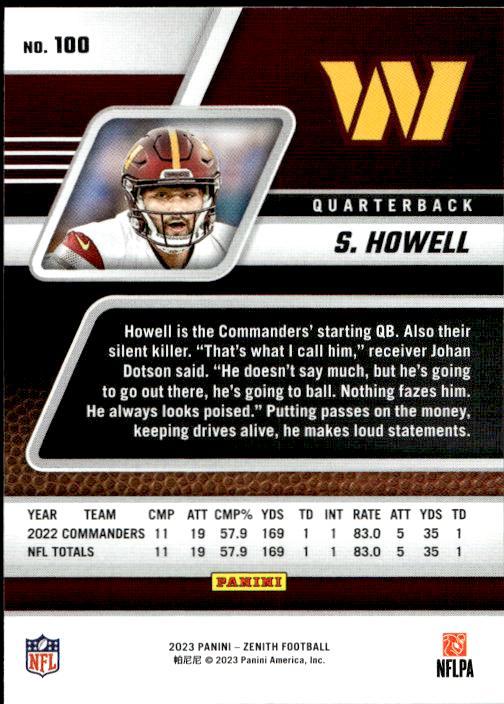 2023 Panini Zenith #100 Sam Howell Retail