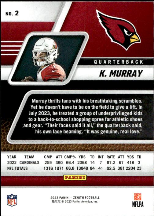 2023 Panini Zenith #2 Kyler Murray Retail