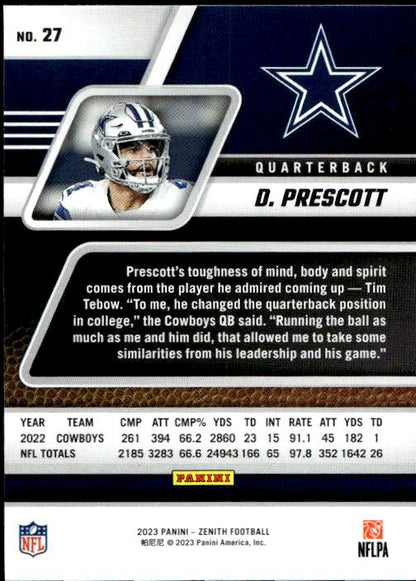 2023 Panini Zenith #27 Dak Prescott Retail