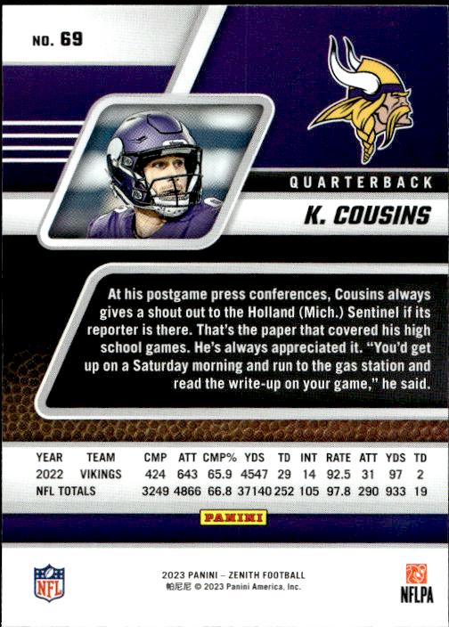 2023 Panini Zenith Kirk Cousins Retail