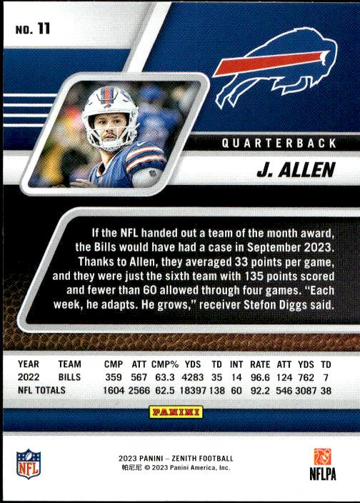 2023 Panini Zenith #11 Josh Allen Retail