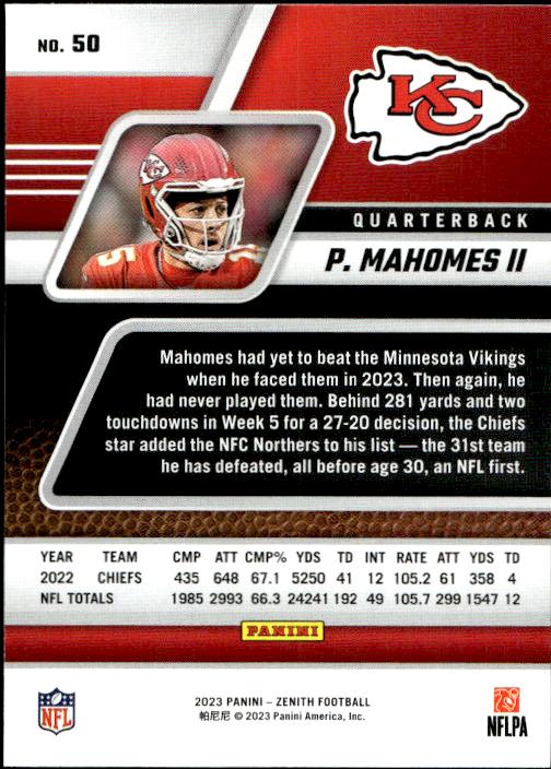 2023 Panini Zenith #50 Patrick Mahomes II Retail