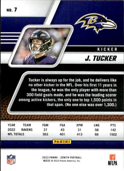 2023 Panini Zenith #7 Justin Tucker Retail