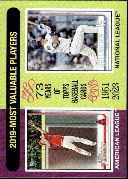 2024 Topps Heritage #211 2019 MVPs (Mike Trout / Cody Bellinger)