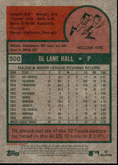 2024 Topps Heritage #500 DL Hall