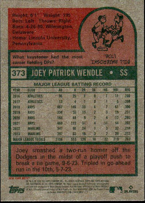 2024 Topps Heritage #373 Joey Wendle