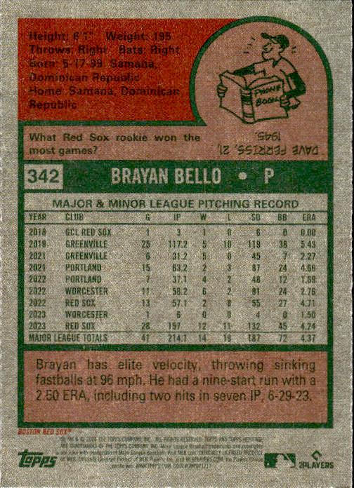 2024 Topps Heritage #342 Brayan Bello