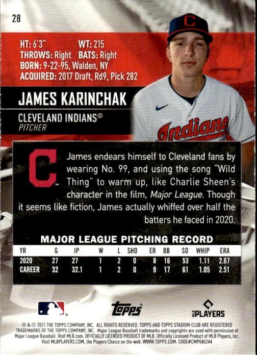 2021 Stadium Club #28 James Karinchak