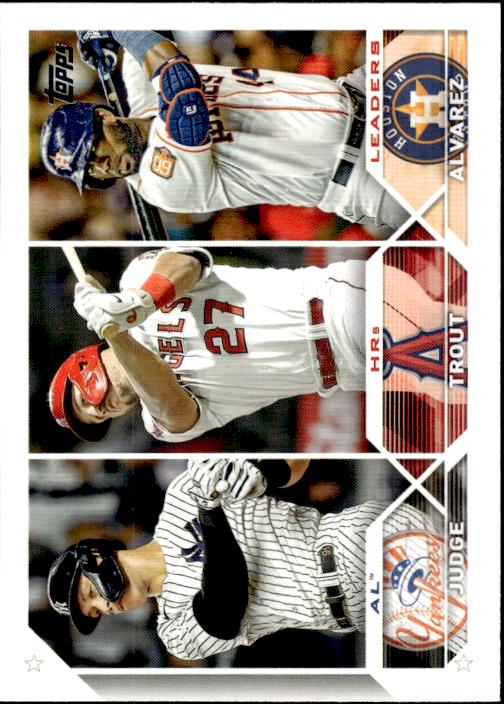 2023 Topps #246 AL HRs Leaders (Aaron Judge / Mike Trout / Yordan Alvarez)