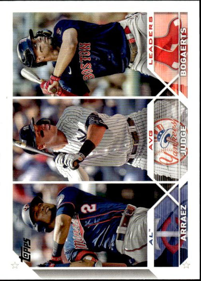 2023 Topps #289 AL AVG Leaders (Luis Arraez / Aaron Judge / Xander Bogaerts)