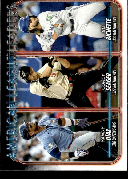 2024 Topps #149 American League Leaders Batting Average (Yandy Díaz / Corey Seager / Bo Bichette)