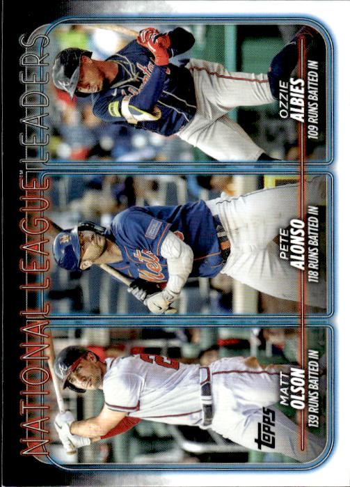 2024 Topps #293 National League Leaders Runs Batted In (Matt Olson / Pete Alonso / Ozzie Albies)