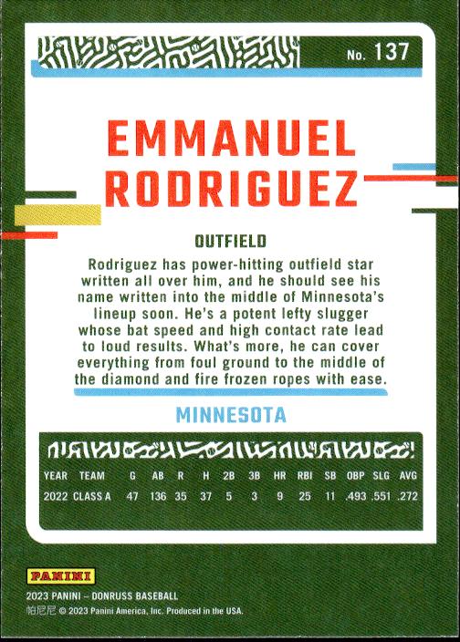 2023 Donruss #137 Emmanuel Rodriguez #/75