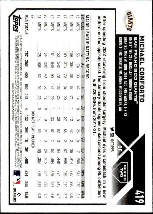 2023 Topps #419 Michael Conforto