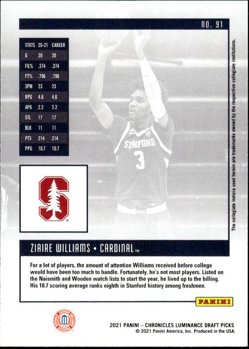 2021 Panini Chronicles Draft Picks #91 Ziaire Williams