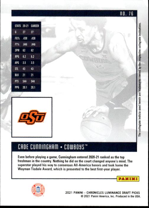 2021 Panini Chronicles Draft Picks #76 Cade Cunningham