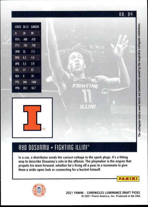 2021 Panini Chronicles Draft Picks #94 Ayo Dosunmu