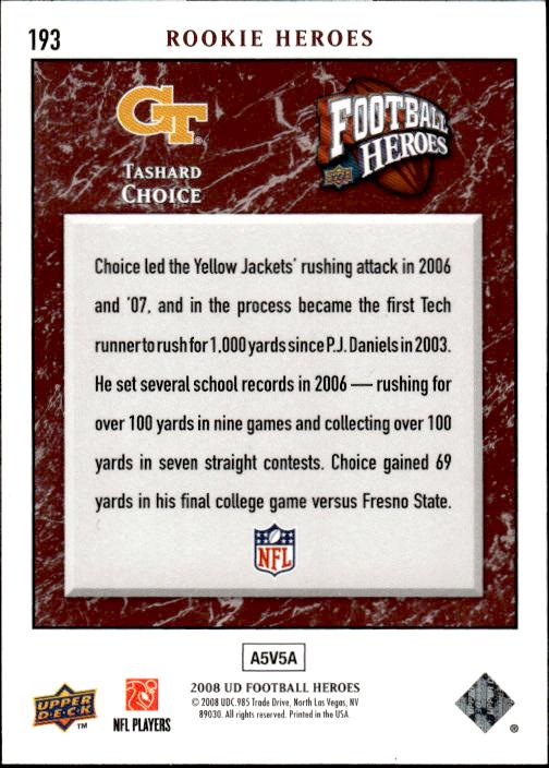 2008 Upper Deck Heroes #193 Tashard Choice