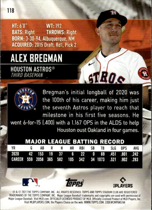 2021 Stadium Club #118c Alex Bregman Design variation