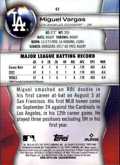 2023 Bowman Platinum #62 Miguel Vargas