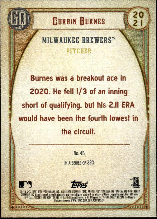 2021 Topps Gypsy Queen #45 Corbin Burnes