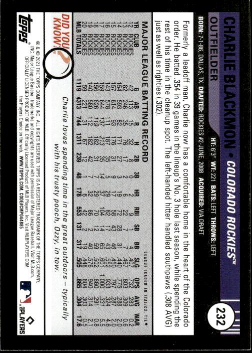 2021 Topps Big League #232 Charlie Blackmon