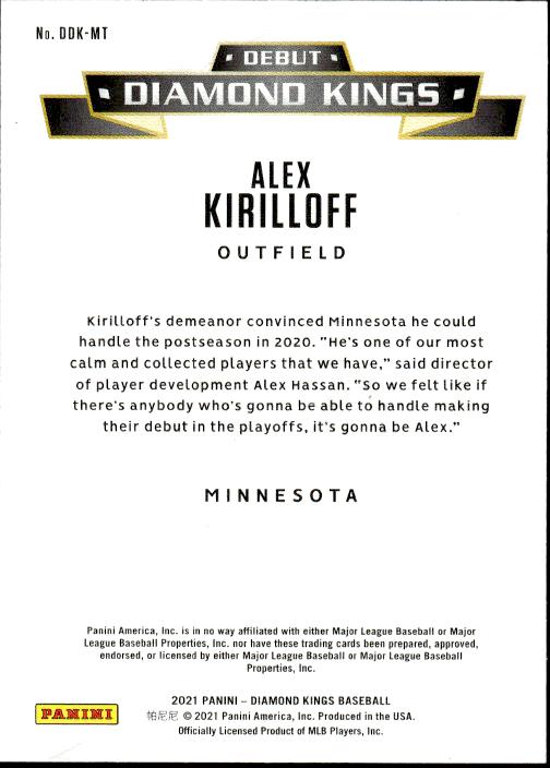 2021 Panini Diamond Kings #DDK-MT Alex Kirilloff