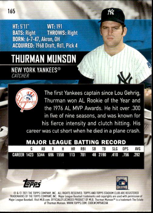 2021 Stadium Club #165 Thurman Munson