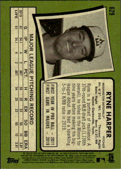 2020 Topps Heritage #629 Ryne Harper