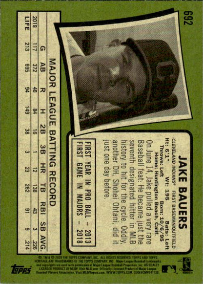 2020 Topps Heritage #692 Jake Bauers