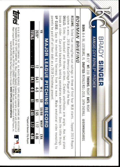 2021 Bowman #29 Brady Singer