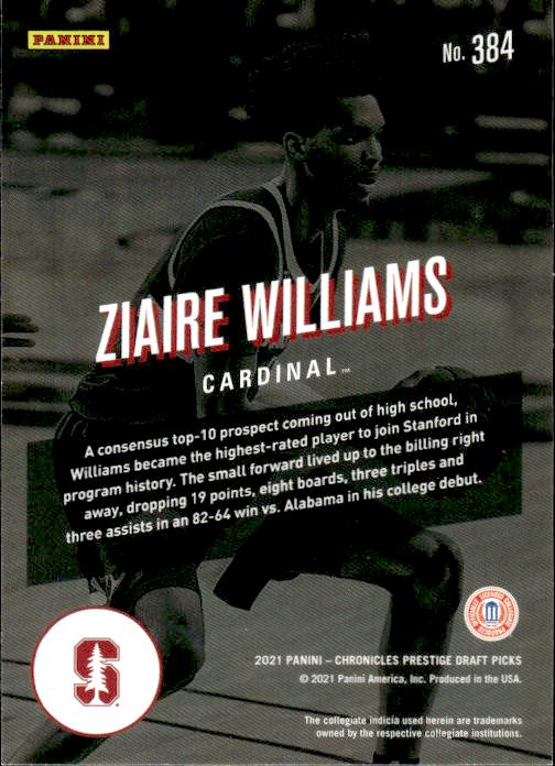 2021 Panini Chronicles Draft Picks #384 Ziaire Williams