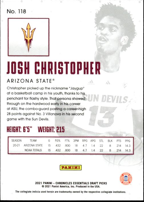 2021 Panini Chronicles Draft Picks #118 Josh Christopher