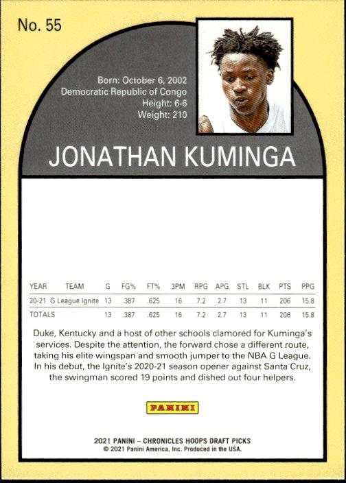 2021 Panini Chronicles Draft Picks #55 Jonathan Kuminga