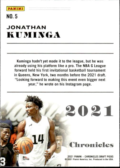 2021 Panini Chronicles Draft Picks #5 Jonathan Kuminga