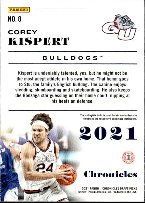 2021 Panini Chronicles Draft Picks #8 Corey Kispert