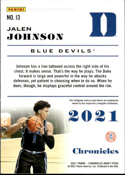 2021 Panini Chronicles Draft Picks #13 Jalen Johnson