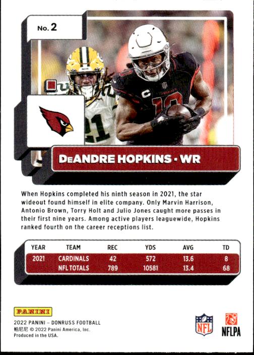 2022 Donruss #2 DeAndre Hopkins