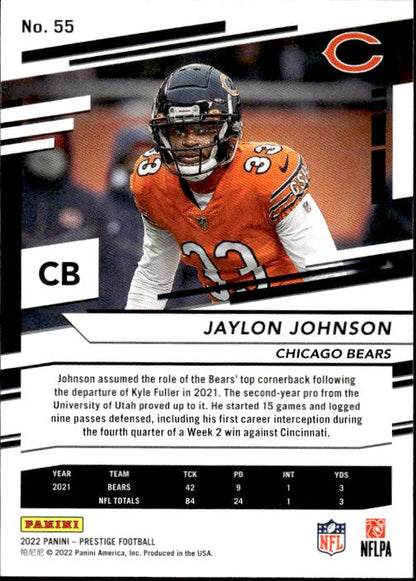 2022 Panini Prestige #55 Jaylon Johnson