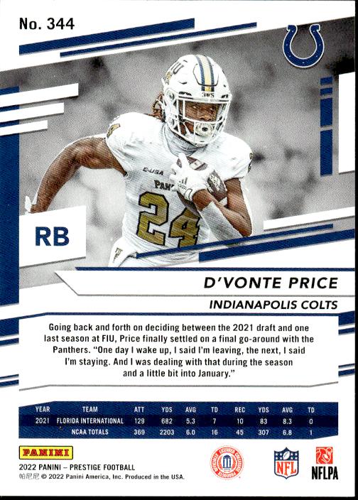 2022 Panini Prestige #344 D'Vonte Price