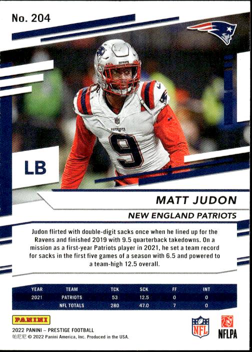 2022 Panini Prestige #204 Matt Judon