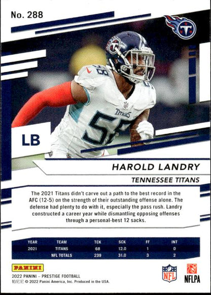 2022 Panini Prestige #288 Harold Landry