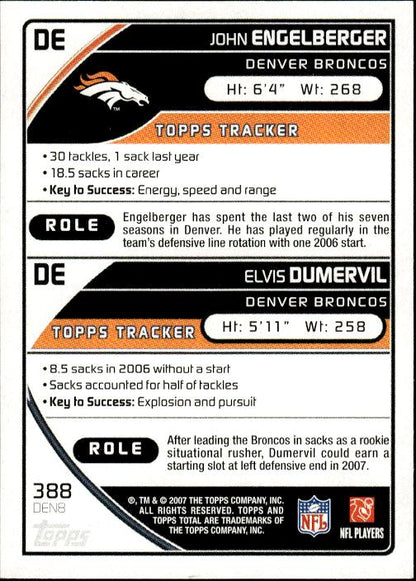 2007 Topps Total #388 John Engelberger / Elvis Dumervil